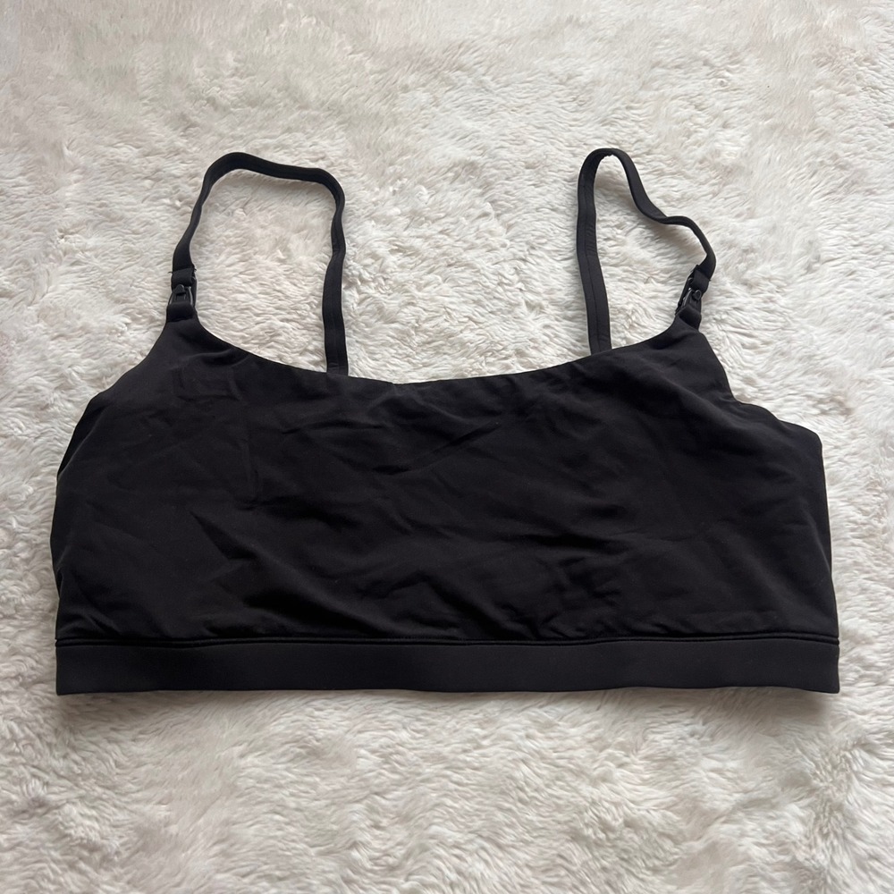 SKIMS Maternity Nursing Bra Onyx Black Scoop Neck Adjustable Straps Size Medium